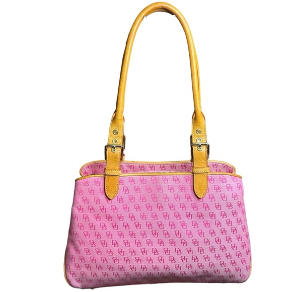 Dooney & Bourke Set DB Logo Canvas Leather w/Pouche and Card Holder Pink (3) - Picture 3 of 16